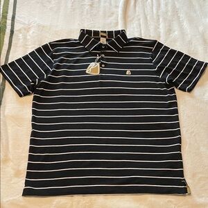 New with tags Ping Karsten Polo size Large navy and white stripe polo golf